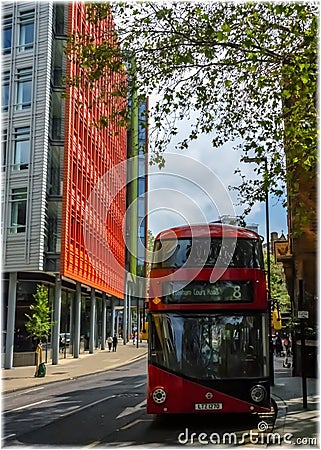 Central Saint Giles neighborhood in Central London . Colored facades by Renzo Piano Editorial Stock Photo