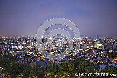 Central seoul in south korea at night Editorial Stock Photo
