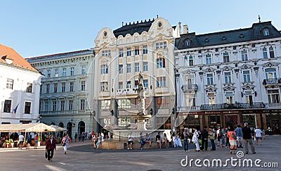 Central square in Bratislava, Slovakia Editorial Stock Photo