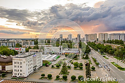 Central square in Brovary. Freedom Square. Editorial Stock Photo