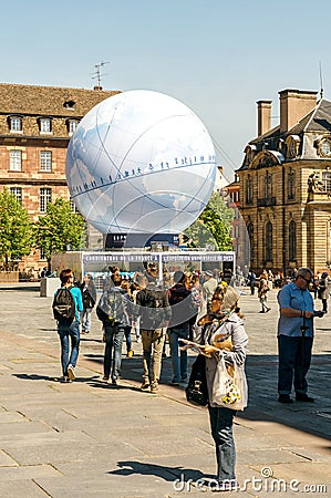 Central square with France Candidacy for World Fair 2025 Editorial Stock Photo