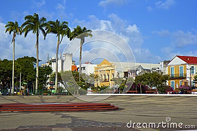 Central square in Point a Pitre, Guadeloupe, Caribbean Editorial Stock Photo