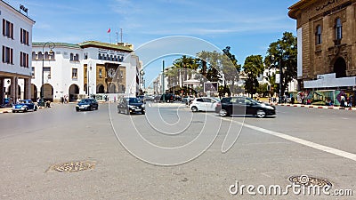 Central Square in Rabat, Morocco, with Moving Cars Editorial Stock Photo