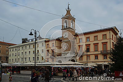 Central square of Rimini, Italy Editorial Stock Photo
