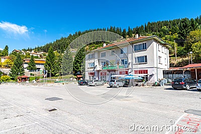 The central square of the village of Manastir in the Bulgarian Rhodope Mountains Editorial Stock Photo