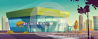 Modern central station for bus or train Vector Illustration