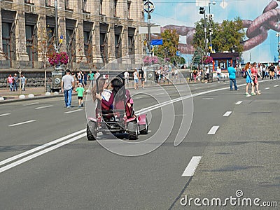 Central Stree of Kyiv, Ukraine during the celebration of Independence Day Editorial Stock Photo