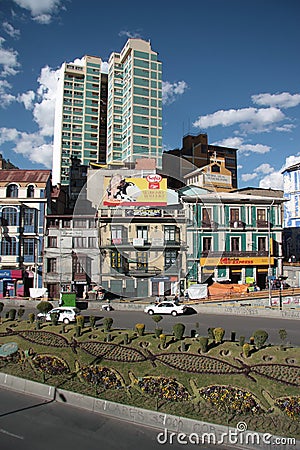 Central street of La Paz, Bolivia Editorial Stock Photo