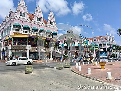 Central street in Oranjestad, Aruba Editorial Stock Photo