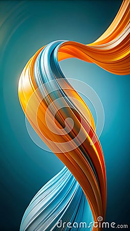 Central teal ribbon in dynamic light and color Stock Photo