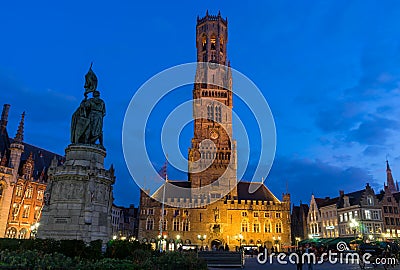 Central tower in Bruges, Belgium Editorial Stock Photo
