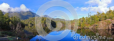 Mountain Landscape Panorama of Beautiful Larry Lake in the Mackenzie Range, Vancouver Island, British Columbia, Canada Stock Photo