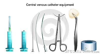 Central venous catheter equipment Vector Illustration