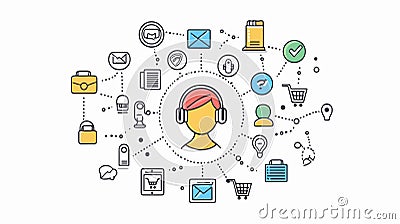Centralized User Icon Connected to Various Communication Networks Vector Illustration