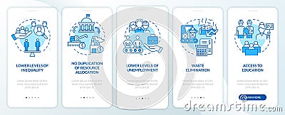 Centrally planned ES advantages blue onboarding mobile app screen Vector Illustration