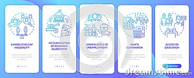 Centrally planned ES blue gradient onboarding mobile app screen Vector Illustration