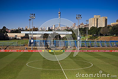 Centre Circle Of Soccer Pitch - Wider Angle Editorial Stock Photo