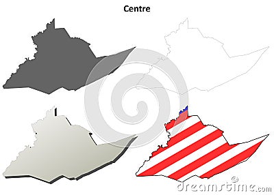 Centre County, Pennsylvania outline map set Vector Illustration