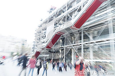 Centre Georges Pompidou in Paris with zoom effect Editorial Stock Photo