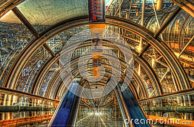 The Centre Pompidou Tunnel Escalators, HDR Editorial Stock Photo