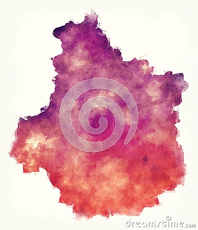 Centre region France watercolor map in front of a white background Cartoon Illustration