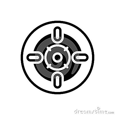 Black solid icon for Centres, target and centers Vector Illustration