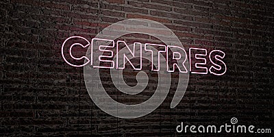CENTRES -Realistic Neon Sign on Brick Wall background - 3D rendered royalty free stock image Stock Photo