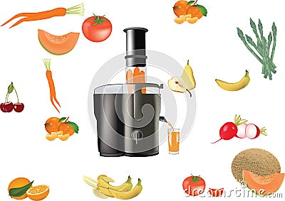 Centrifugal appliance with all around vegetables Vector Illustration