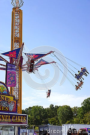 Centrifugal force swing carnival ride Editorial Stock Photo