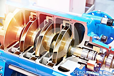 Centrifugal pump in cross section Stock Photo