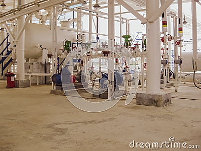 Centrifugal pumps that pump gasoline. Pump refinery Stock Photo