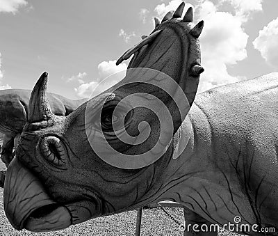 Centrosaurus or pointed lizard is a genus of herbivorous ceratopsian dinosaur Editorial Stock Photo