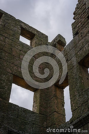 Centum Cellas mysterious ancient roman ruin tower in Belmonte, Portugal Stock Photo