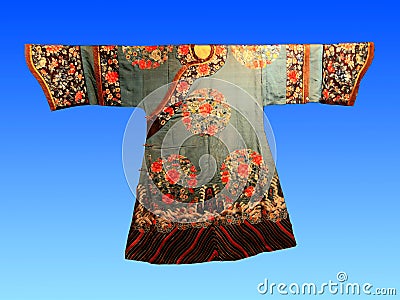 A century ago, Chinese silk court dress. Editorial Stock Photo