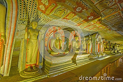 12 Century Dambulla Cave Golden Temple And Statues Stock Photo