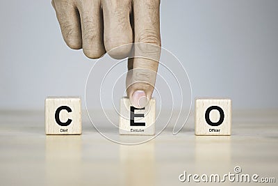 CEO Chief Executive Officer business and industrial analysis concept on cube wood block with copy space Stock Photo