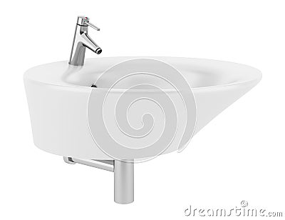 Ceramic bathroom sink isolated on white Stock Photo