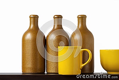 Ceramic bottles and cups Stock Photo