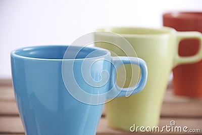 Ceramic Colorful Mugs Stock Photo