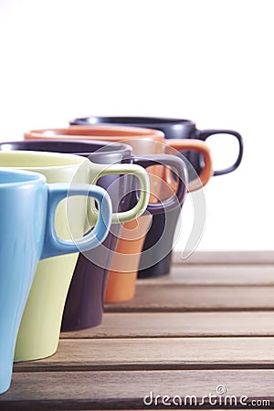 Ceramic Colorful Mugs Stock Photo