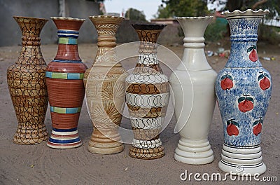 Ceramic colorful showpieces (bouquets), Bikaner, Rajasthan, India Stock Photo