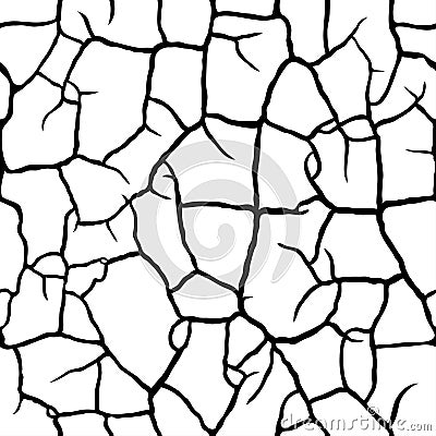 Ceramic cracks texture. Craquelure seamless linear pattern. Stylish texture with repeating lines randomly. Vector Illustration