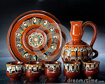 Ceramic cups decanter Stock Photo