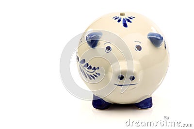 Ceramic Delft blue and white piggy bank Stock Photo