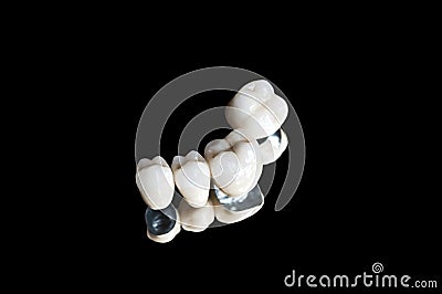 Ceramic dental crowns Stock Photo