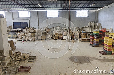 Ceramic dishes in working process. Creating ceramic pieces. Tradicional ceramic factory in tunisia Editorial Stock Photo