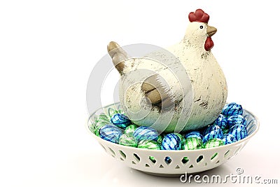 Ceramic easter chicken Stock Photo