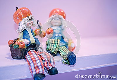 Ceramic Farmer Dolls Stock Photo