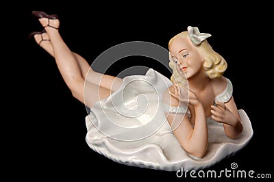 Ceramic Figure of a Young Lady Stock Photo