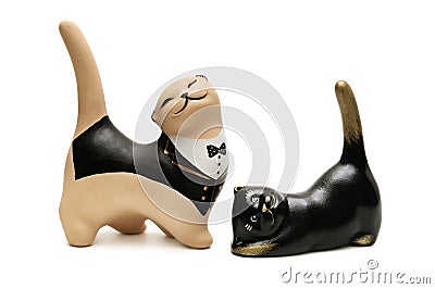 Ceramic figurine cats Stock Photo